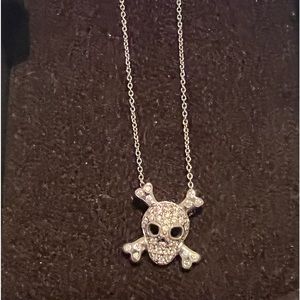 ROBERTO COIN TINY TREASURES SKULL NECKLACE 18K White Gold.